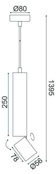 ^ΚΡΕΜΑΣΤΟ Φ/Σ 1XGU10 BABEL ΜΑΥΡΟ ΜΕΤ/ΚΟ IP20 D5,6XD8XH140CM