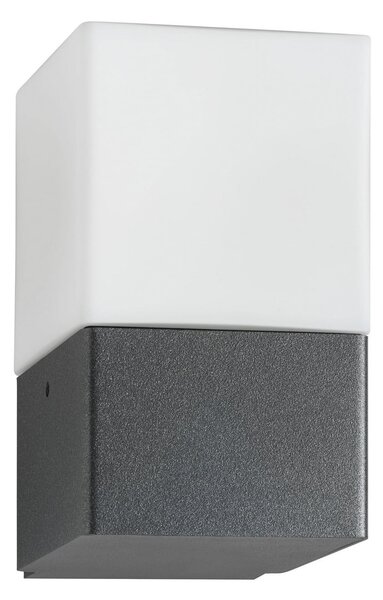 LCD Εξωτερικός φωτιστικός τοίχου Linus, γραφίτη, ανοξείδωτο ατσάλι, γυαλί Opal, E27, ρυθμιζόμενος, Μαύρο, Ανοξείδωτος χάλυβας, σύγχρονο