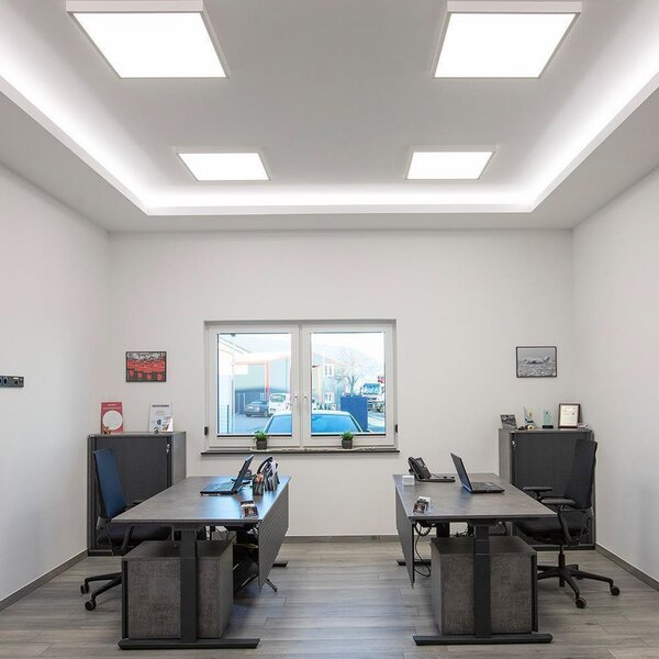 DOTLUX LED πάνελ FLATugr, λευκό, 62 x cm, μεταλλικό, 36 W CCT, ρυθμιζόμενος, Λευκό, Μελέτη / Γραφείο, Αλουμίνιο, Γωνιακά φωτιστικά