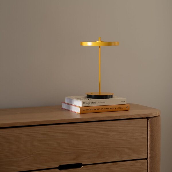 UMAGE LED επαναφορτιζόμενη επιτραπέζια λάμπα Asteria Move sun yellow uni, 31cm, ρυθμιζόμενος, Κίτρινο, Σαλόνι / τραπεζαρία, Μέταλλο, σχεδιασμός