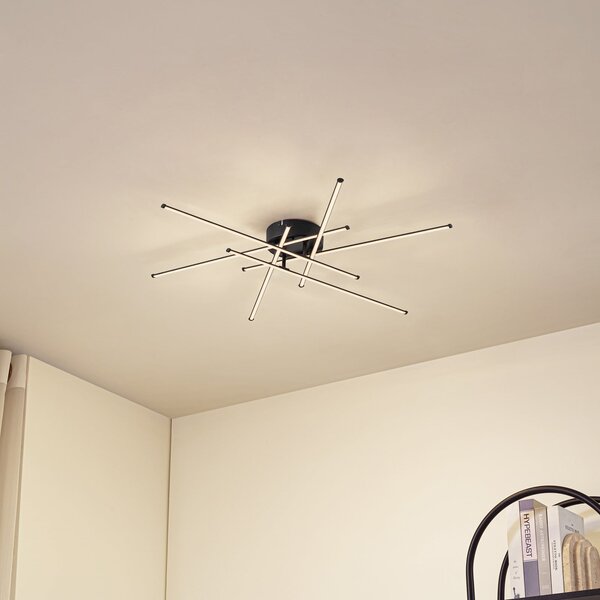 Lindby LED οροφής Elviano, Ø 80 cm, μαύρο, 3.000 K, Μαύρο, Σαλόνι / τραπεζαρία, Αλουμίνιο, σύγχρονο