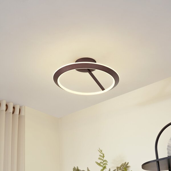 Lucande LED φωτιστικό οροφής Eldra, καφέ, Ø 55 cm, CCT, ρυθμιζόμενος, Καφέ / Σκουριάς, Σαλόνι / τραπεζαρία, Μέταλλο, σύγχρονο
