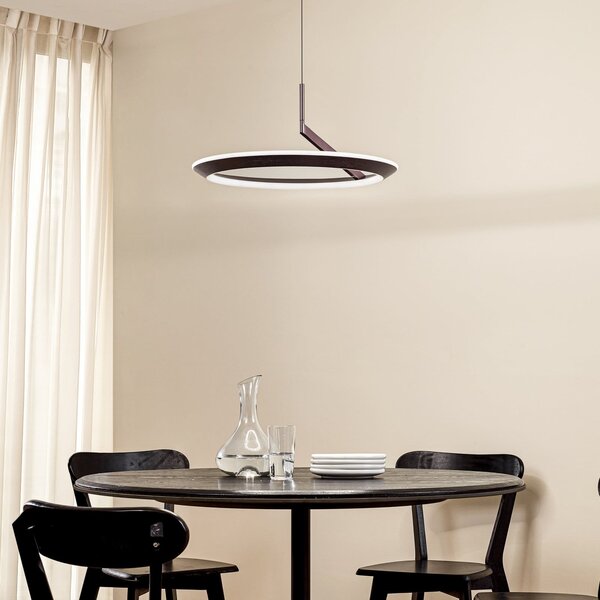 Lucande LED κρεμαστό φωτιστικό Eldra, καφέ, Ø 55 cm, CCT, ρυθμιζόμενος, Καφέ / Σκουριάς, Σαλόνι / τραπεζαρία, Μέταλλο, σύγχρονο