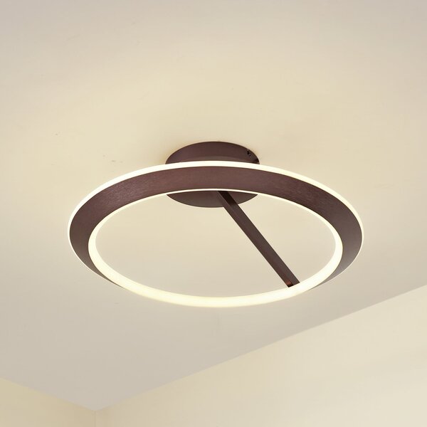 Lucande LED φωτιστικό οροφής Eldra, καφέ, Ø 55 cm, CCT, ρυθμιζόμενος, Καφέ / Σκουριάς, Σαλόνι / τραπεζαρία, Μέταλλο, σύγχρονο