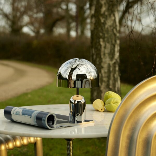 Tom Dixon Φορητή επιτραπέζια λάμπα BELL PORTABLE, ασημί, 28 cm IP44, ρυθμιζόμενος, Μεταλλικό, Σαλόνι / τραπεζαρία, Πλαστικό, σχεδιασμός