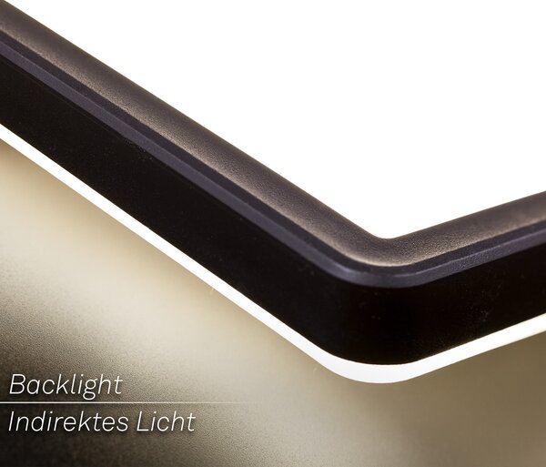 Briloner Φωτιστικό οροφής LED Tava, μαύρο, πλαστικό, 98cm, οπίσθιος φωτισμός, Μαύρο, Σαλόνι / τραπεζαρία, Πλαστικό, σύγχρονο