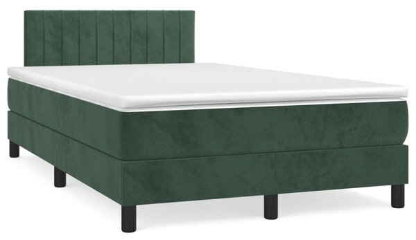 VidaXL Κρεβάτι Boxspring με Στρώμα Σκούρο Πράσινο 120x200εκ. Βελούδινο