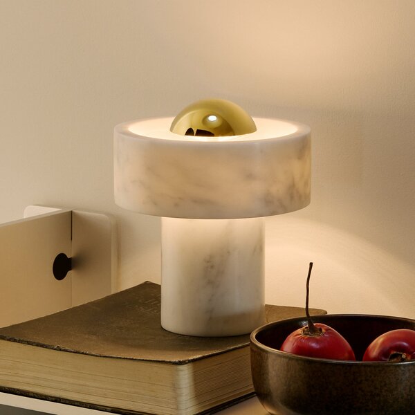 Tom Dixon LED φορητή επιτραπέζια λάμπα Stone, χρυσό χρώμα, ύψος 19 cm, ρυθμιζόμενος, Σαλόνι / τραπεζαρία, Μάρμαρο, σχεδιασμός