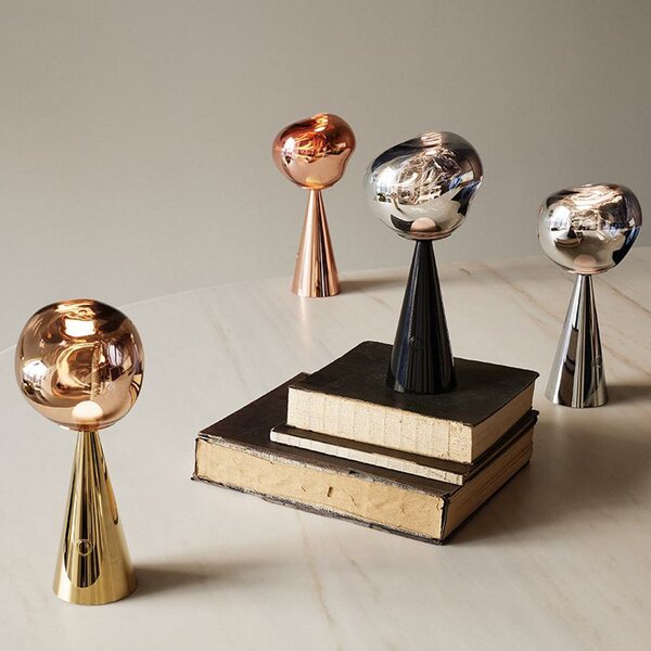 Tom Dixon LED επιτραπέζια λάμπα με μπαταρία Melt, χρυσό χρώμα, ύψος 29 cm, ρυθμιζόμενος, Χρυσό / Ορείχαλκου, Πλαστικό, σχεδιασμός