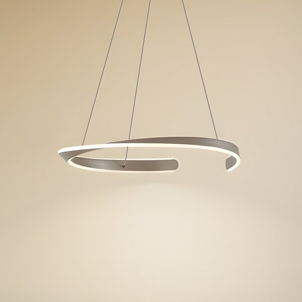Lucande LED κρεμαστό φωτιστικό Eloura, ασημί, Ø58cm, μέταλλο, CCT, Μεταλλικό, Σαλόνι / τραπεζαρία, Μέταλλο, σύγχρονο