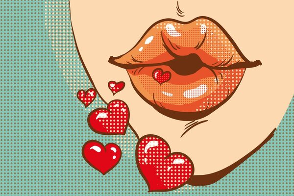 Αυτοκόλλητη ταπετσαρία pop art φιλί γεμάτο αγάπη