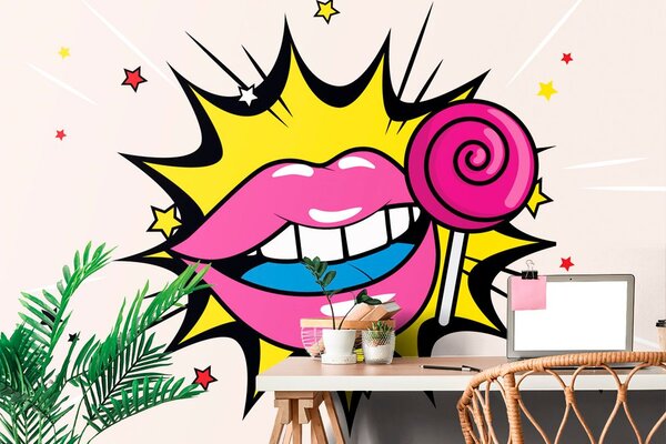 Αυτοκόλλητη ταπετσαρία γλυκό pop art γλειφιτζούρι