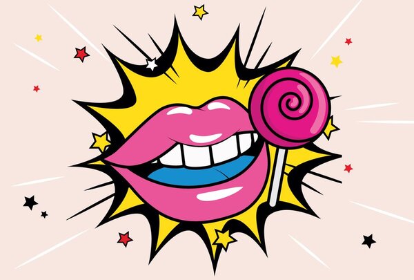 Αυτοκόλλητη ταπετσαρία γλυκό pop art γλειφιτζούρι
