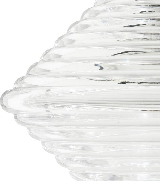 Tom Dixon LED κρεμαστή λάμπα Press Cone, διαφανής, Ø 34 cm, 927, ρυθμιζόμενος, Διαφανές, Σαλόνι / τραπεζαρία, Γυαλί, σχεδιασμός