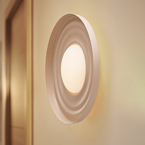 Lindby LED απλίκα Waves, μπεζ, Ø 43 cm, μέταλλο, Μπεζ, Σαλόνι / τραπεζαρία, Μέταλλο, σύγχρονο