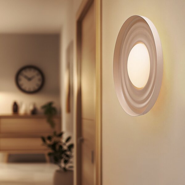 Lindby LED απλίκα Waves, μπεζ, Ø 43 cm, μέταλλο, Μπεζ, Σαλόνι / τραπεζαρία, Μέταλλο, σύγχρονο