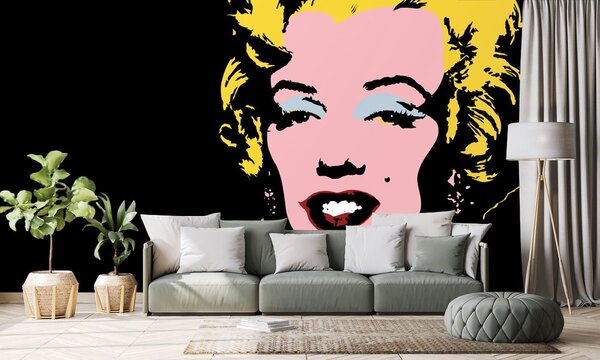 Αυτοκόλλητη ταπετσαρία pop art Marilyn Monroe σε μαύρο φόντο
