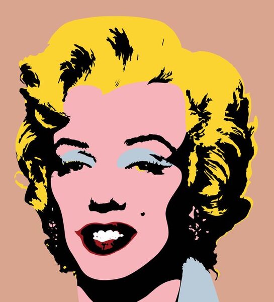 Αυτοκόλλητη ταπετσαρία pop art Marilyn Monroe σε καφέ φόντο