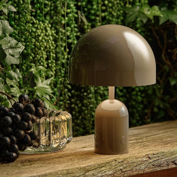 Tom Dixon Φορητή επιτραπέζια λάμπα BELL PORTABLE, γκρι-καφέ, 28 cm IP44, ρυθμιζόμενος, Γκρι, Σαλόνι / τραπεζαρία, Πλαστικό, σχεδιασμός