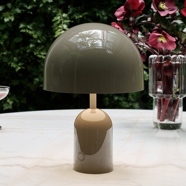 Tom Dixon Φορητή επιτραπέζια λάμπα BELL PORTABLE, γκρι-καφέ, 28 cm IP44, ρυθμιζόμενος, Γκρι, Σαλόνι / τραπεζαρία, Πλαστικό, σχεδιασμός
