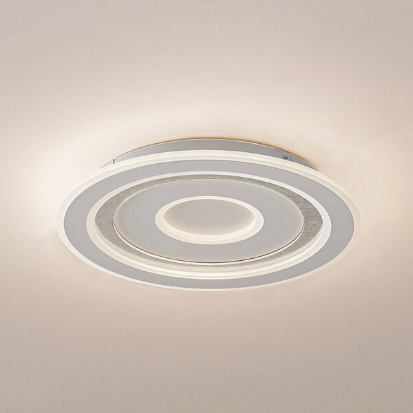 Lindby LED οροφής Lorvik, Ø 40 cm, λευκό, CCT, ρυθμιζόμενο, ρυθμιζόμενος, Λευκό, Σαλόνι / τραπεζαρία, Μέταλλο, σύγχρονο
