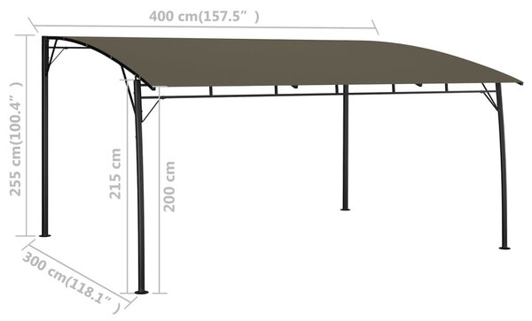 Τεντοπέργκολα Κήπου Taupe 4 x 3 x 2,55 μ. - Μπεζ-Γκρι