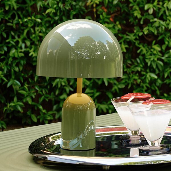 Tom Dixon Φορητή επιτραπέζια λάμπα BELL PORTABLE, πράσινο βρύο 28 cm IP44, ρυθμιζόμενος, Πράσινο, Σαλόνι / τραπεζαρία, Πλαστικό, σχεδιασμός