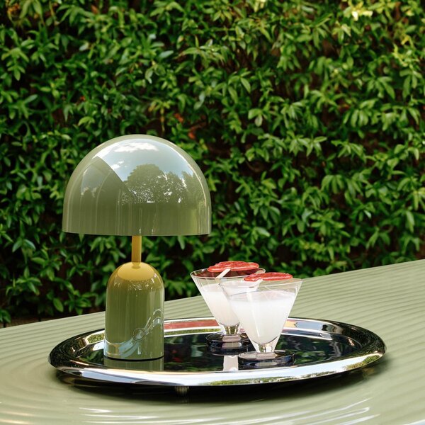 Tom Dixon Φορητή επιτραπέζια λάμπα BELL PORTABLE, πράσινο βρύο 28 cm IP44, ρυθμιζόμενος, Πράσινο, Σαλόνι / τραπεζαρία, Πλαστικό, σχεδιασμός