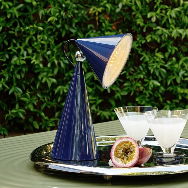 Tom Dixon LED φορητή επιτραπέζια λάμπα Pose, ινδigo, ύψος 25 cm, ρυθμιζόμενος, Μπλε, Σαλόνι / τραπεζαρία, Πλαστικό, σχεδιασμός