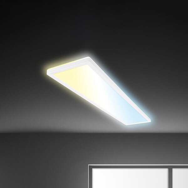 Briloner LED πάνελ Tava CCT, λευκό, 98 x 20 cm, οπίσθιος φωτισμός, πλαστικό, ρυθμιζόμενος, Λευκό, Μελέτη / Γραφείο, Πλαστικό