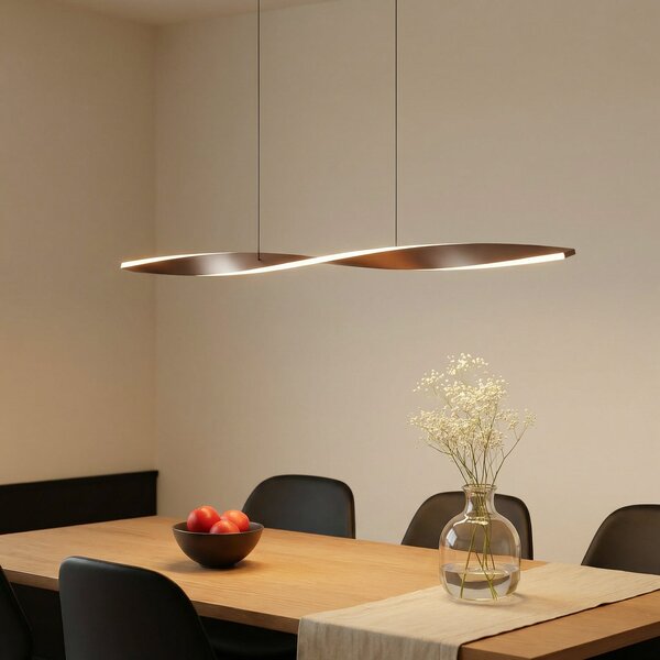 Lindby LED κρεμαστό φωτιστικό Jaren, μαύρο/καφέ, 100 cm, CCT, Καφέ / Σκουριάς, Σαλόνι / τραπεζαρία, Μέταλλο, σύγχρονο