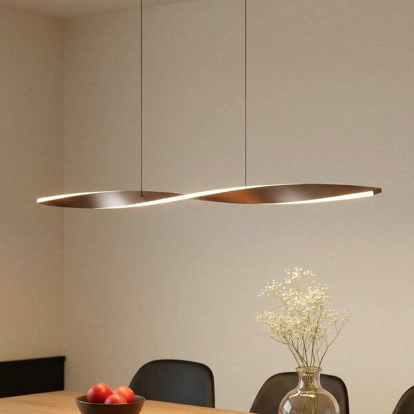 Lindby LED κρεμαστό φωτιστικό Jaren, μαύρο/καφέ, 100 cm, CCT, Καφέ / Σκουριάς, Σαλόνι / τραπεζαρία, Μέταλλο, σύγχρονο