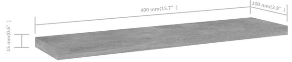 Ράφια Βιβλιοθήκης 4 τεμ. Γκρι Σκυροδ. 40x10x1,5 εκ. Μοριοσανίδα - Γκρι