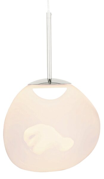 Tom Dixon Dixon, κρεμαστό φωτιστικό LED Melt, Ø 28 cm, οπαλίνα/ασημί, ρυθμιζόμενος, Λευκό, Σαλόνι / τραπεζαρία, Πλαστικό, σχεδιασμός