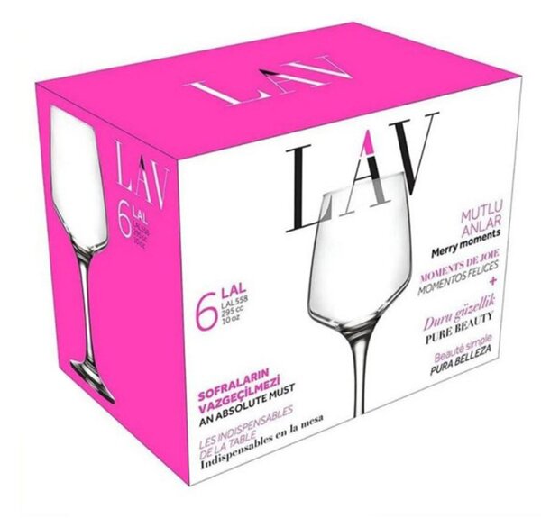 Ποτήρια Κρασιού Κολωνάτα 295ml (Σετ 6τμχ) Lav Lal