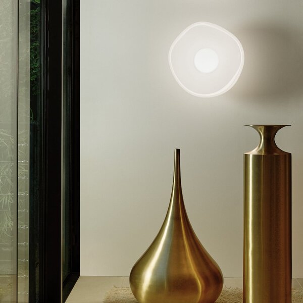 Tom Dixon LED απλίκα Melt, Ø 50 cm, οπαλίνα/χρώμα χρωμίου, ρυθμιζόμενος, Μεταλλικό, Σαλόνι / τραπεζαρία, Πλαστικό, σχεδιασμός