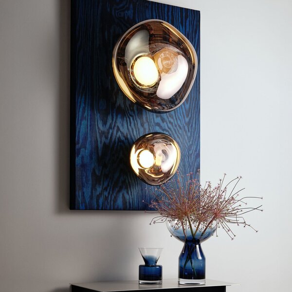 Tom Dixon LED απλίκι Melt, Ø 29 cm, χάλκινο, ρυθμιζόμενος, Μπρούτζινο / Αντικέ ορείχαλκου, Σαλόνι / τραπεζαρία, Πλαστικό, σχεδιασμός