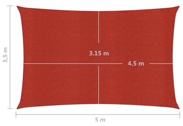 Πανί Σκίασης Κόκκινο 3,5 x 5 μ. από HDPE 160 γρ/μ² - Κόκκινο