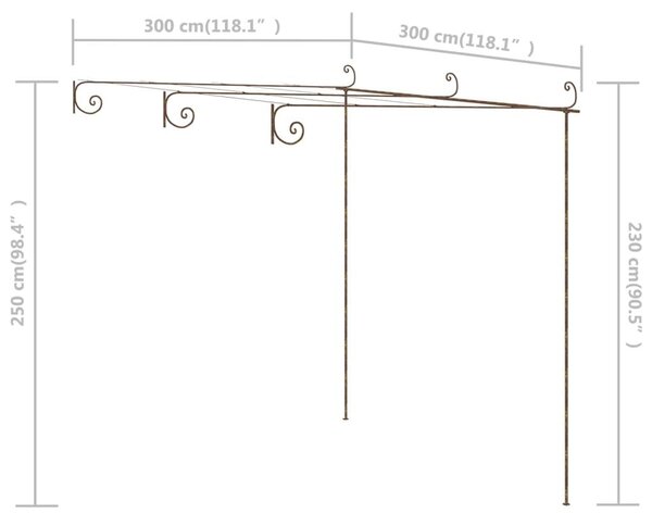 Πέργκολα Κήπου Αντικέ Καφέ 3 x 3 x 2,5 μ. Σιδερένια - Καφέ