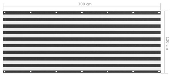 Διαχωριστικό Βεράντας Ανθρακί/Λευκό 120 x 300 εκ. Ύφασμα Oxford - Πολύχρωμο