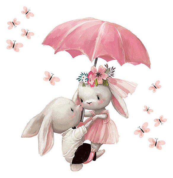 Παιδικά Αυτοκόλλητα Τοίχου Sipo Bunnies With Umbrella SIP-WS63033