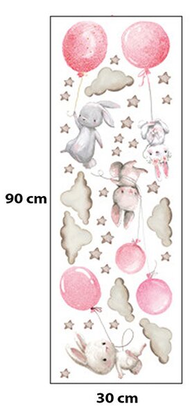 Παιδικά Αυτοκόλλητα Τοίχου Sipo Bunny Balloons Pink SIP-WS63028