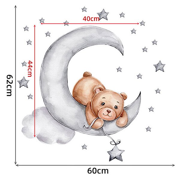 Παιδικά Αυτοκόλλητα Τοίχου Sipo Teddy Bear Moon SIP-WS63037