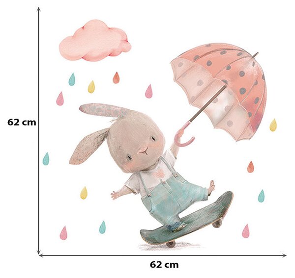 Παιδικά Αυτοκόλλητα Τοίχου Sipo Bunny On Skateboard SIP-WS63038