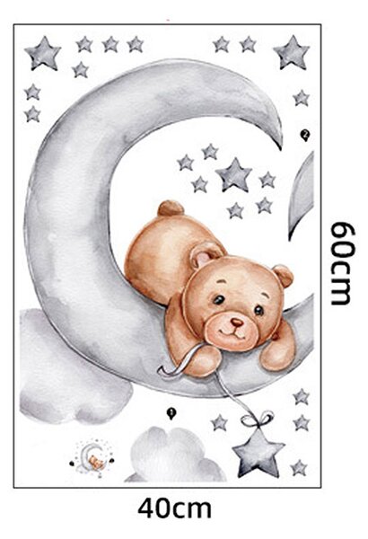 Παιδικά Αυτοκόλλητα Τοίχου Sipo Teddy Bear Moon SIP-WS63037