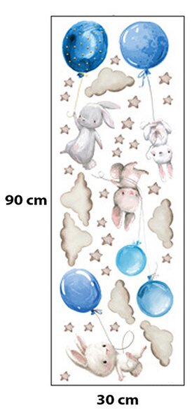 Παιδικά Αυτοκόλλητα Τοίχου Sipo Bunny Balloons Blue SIP-WS63027