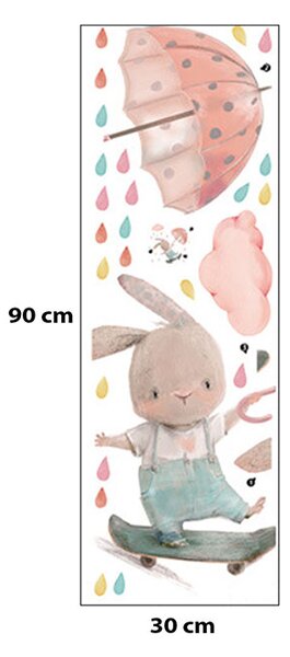 Παιδικά Αυτοκόλλητα Τοίχου Sipo Bunny On Skateboard SIP-WS63038