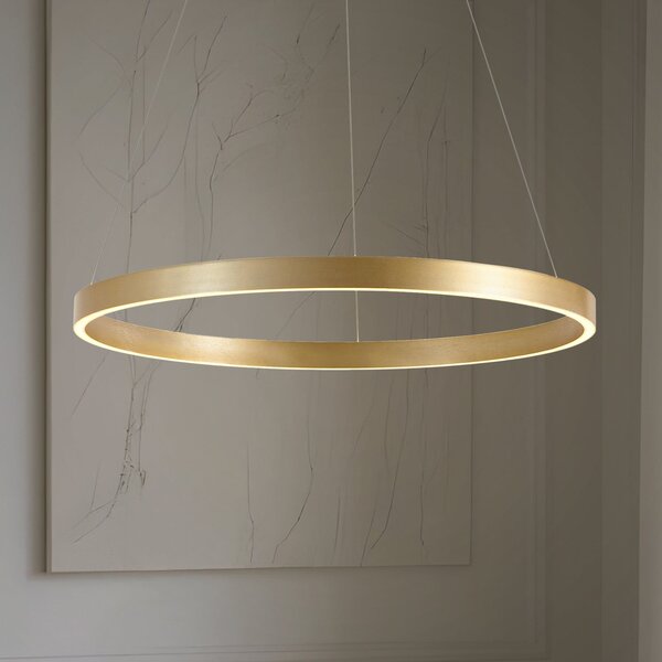 Lucande LED κρεμαστό φωτιστικό Yonam, Ø 80 cm, 1 φως, χρυσό, CCT, ρυθμιζόμενος, Χρυσό / Ορείχαλκου, Σαλόνι / τραπεζαρία, Μέταλλο, σύγχρονο