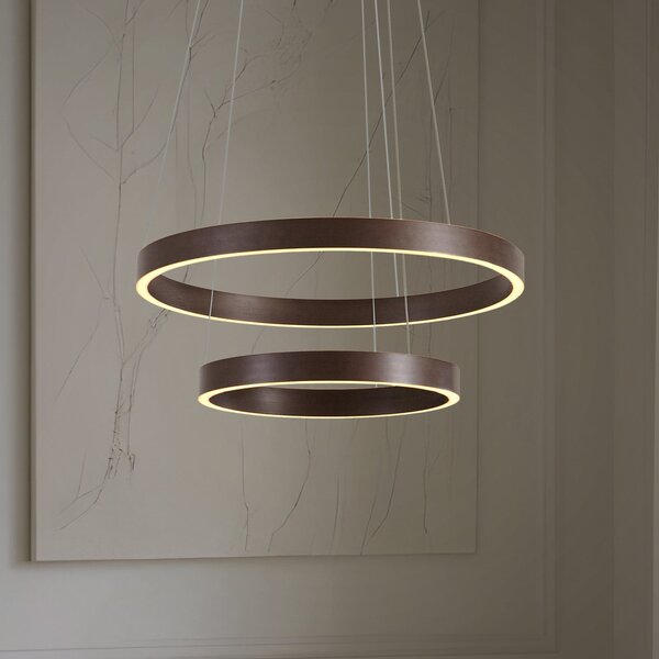 Lucande LED κρεμαστό φωτιστικό Yonam, Ø 60 cm, 2 φώτα, καφέ, CCT, ρυθμιζόμενος, Καφέ / Σκουριάς, Σαλόνι / τραπεζαρία, Μέταλλο, σύγχρονο