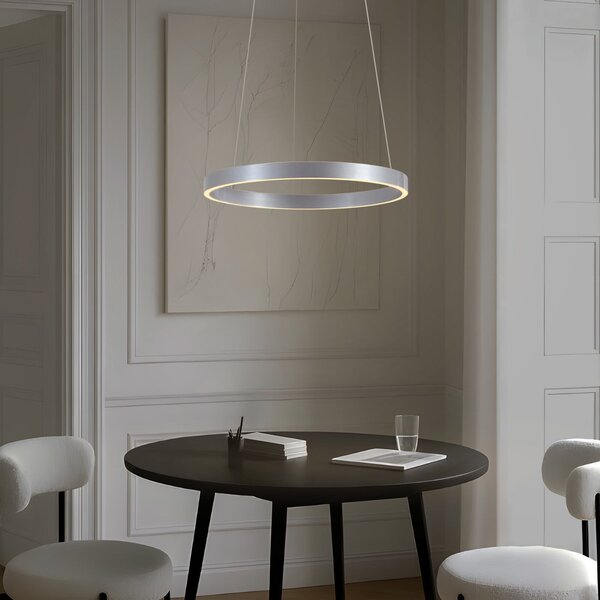 Lucande LED κρεμαστό φωτιστικό Yonam, Ø 60 cm, 1-φωτιστικό, αλουμίνιο, CCT, ρυθμιζόμενος, Μεταλλικό, Σαλόνι / τραπεζαρία, Μέταλλο, σύγχρονο